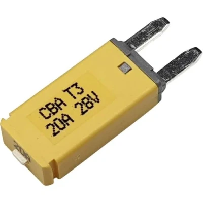 Immagine di Hansor Circuit Breaker Mini, type 3. Manual Reset, 20A CBA3 Series Interruttore automatico fusibile piatto standard 20 A Giallo 1 pz.