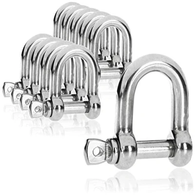 Immagine di com four® 10 Grilli a Forma di D Piccoli con Chiusura Vite golfari Acciaio Inossidabile 304 4,5 x 30 mm (10 Pezzi D.)