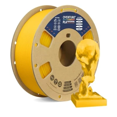 Immagine di OVERTURE PLA Plus (PLA+) Filamento 1.75mm, Toughness Enhanced Roll, Professionale Tenacia, 1kg Filamento(2.2lbs), Precisione Dimensionale 99% Probabilità +/ 0.03 mm (Giallo)