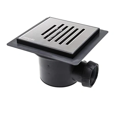 Immagine di Wirquin 30723995 Piletta per pavimento in muratura Venisio orizzontale, cromato, colore: Grigio e Nero