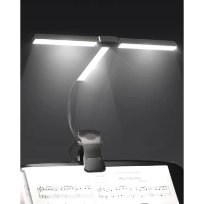 Immagine di TobeBright Ultra Ampia 36CM Luce da Leggio Musicale a Pinza, 57 LED Super Luminosi, 4 Colori x 3 Luminosità, Pieghevole Forma T Lampada Pianoforte per Spartiti e Lettura Libri, Ricaricabile USB C