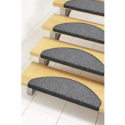 Immagine di andiamo Tappetino per gradini Bob, Effetto Melange, Trapuntato, Antracite Molto Resistente, 22 (15 Pezzi), Stufenmatte 15er Set