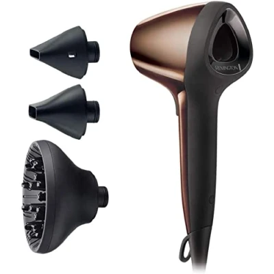 Immagine di Remington Asciugacapelli 1800W Leggero e Potente Flusso d&#039;aria 3D, 3 livelli di riscaldamento, 2 ventola separati, ugelli per styling + diffusore, D7777