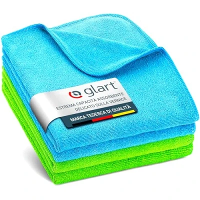 Immagine di Glart Set di 4 panni in microfibra multiuso 2 pezzi blu 40x40cm, verdi 40x40 cm