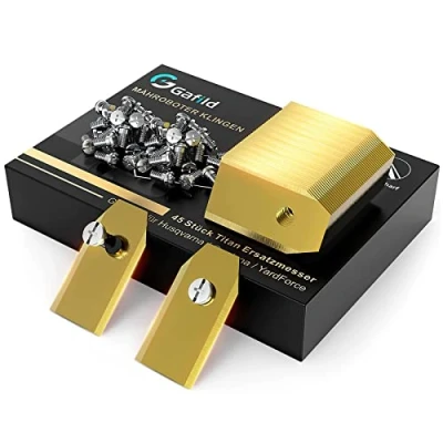 Immagine di Gafild Titanio Acciaio Inossidabile Lame Ricambio,45PCS Lama di taglio per Automower (oro)