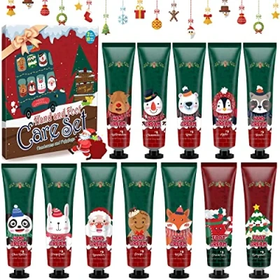 Immagine di Crema Mani Set 12Pezzi, 10 Pezzi di Idratante Profumata per le con 2 i Piedi Secche e Screpolate, Idratante, Regalo Natale Donna Euomo