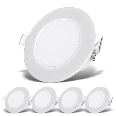 Immagine di B.K.Licht Faretti LED da incasso per bagno, set di 5, resistenti all&#039;acqua IP65, diametro foro 68mm, ultra piatti 30mm, integrati 5 x 3W, 5x 350 Lm, luce bianca neutra, bianco