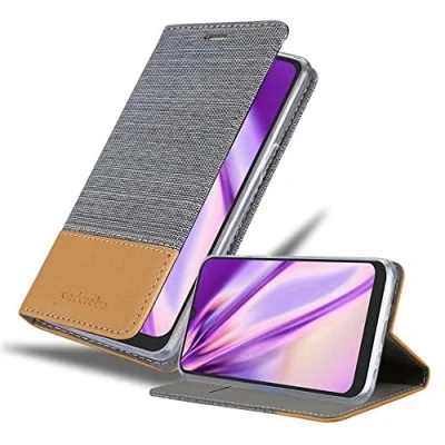 Immagine di Cadorabo Custodia Libro per LG K40s in GRIGIO CHIARO MARRONE con Vani di Carte, Funzione Stand e Chiusura Magnetica Portafoglio Cover Case Wallet Book Etui Protezione