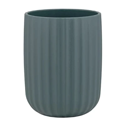 Immagine di WENKO Bicchiere Porta spazzolini Agropoli Verde Scuro per spazzolino e dentifricio in plastica di qualità, modellatura Superficie Strutturata, Senza Bisfenolo A, Ø 7,5 x 10 cm