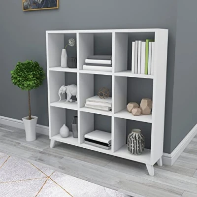 Immagine di [en.casa] Libreria (AxLxP) 100 x 88 20 cm Scaffale da Terra con 9 Scomparti Aperti a Forma di Cubo Mobile Espositore Bianco