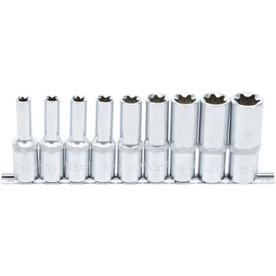 Immagine di Juego de llaves vaso E Torx, largas entrada 12,5 mm (1/2&quot;) E10 E24 9 piezas