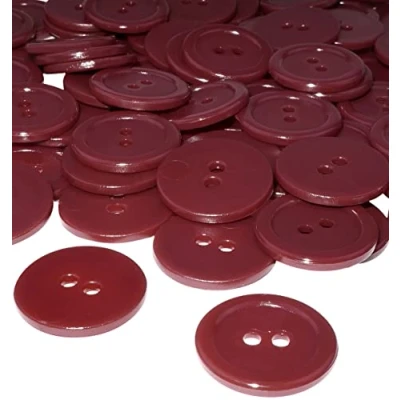 Immagine di AERZETIX C56420 Set di 50 bottoni per cucire rotondi Ø20x2.2mm con 2 fori 32L L32 colore bordò in plastica diametro apertura 2mm merceria/abbigliamento/moda