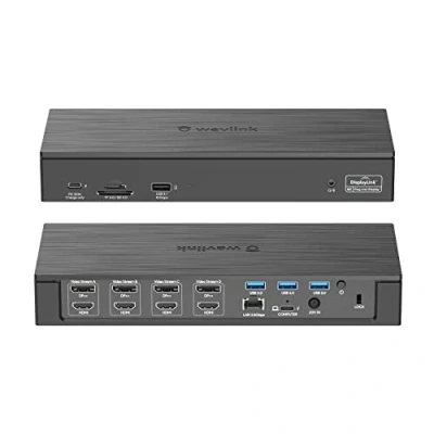 Immagine di WAVLINK Universal USB C QUAD 4K Display Laptop Docking Station con funzione di ricarica host 100W compatibile macOS e Windows (4 HDMI, 4 Displayport, lettore schede SD 4.0, 2,5 Gbps Ethernet)