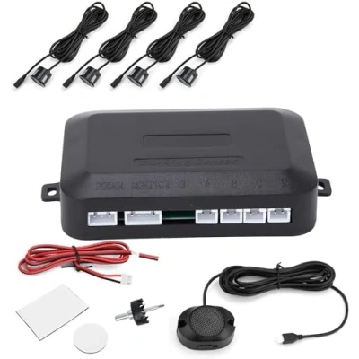 Immagine di 12V Sensori Parcheggio Auto Posteriore Kit,Kit Quattro di per con Suono Allarme,per Indicatore Acustico Avvertimento Sistema （ Nuovo aggiornamento