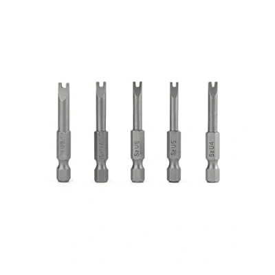 Immagine di QWORK® 5 Pz Cacciavite a U in Lega di Acciaio S2 50mm Lunghezza 1/4&quot; Codolo Esagonale, Set Punte Magnetiche per Cacciaviti