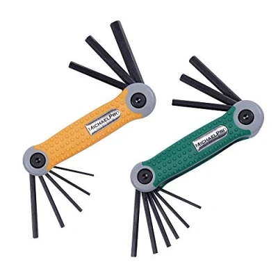 Immagine di MichaelPro MP001007 Set di chiavi a brugola pieghevoli con SAE e metriche in 17 misure, confezione da 2 pezzi, strumento durevole grado industriale