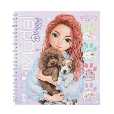 Immagine di Depesche 13218 TOPModel Create Your Doggy Libro da colorare con 40 Pagine per disegnare Motivi di Cani, Inclusi 5 Fogli Adesivi, Multicolore, One Size
