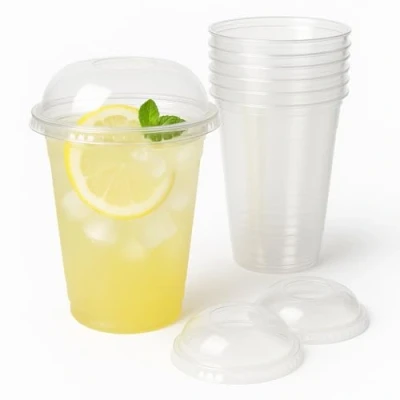 Immagine di Inoverse 100 bicchieri per smoothie To Go, Cup 400 ml, in plastica, con coperchio a cupola foro