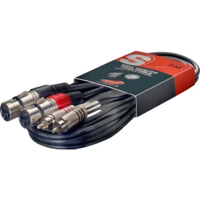 Immagine di Stagg STC3 Cavo S Serie per Microfono 2 x Jack Fono, Gemello RCAm a XLRf, 3m