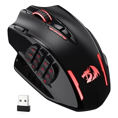 Immagine di Redragon M913 Impact Elite mouse da gioco wireless, 16000 DPI, con cavo/wireless, RGB 16 pulsanti programmabili, batteria 45 ore e sensore ottico Pro, MMO 12 laterali,