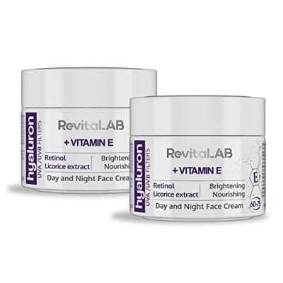 Immagine di RevitaLAB Hyaluron Anti Aging Day and Night Cream, Enriched with Vitamin A (Retinol) E, Licorice Root Extract, Hyaluronic Acid UV Filters for Ages 60 75, 50 ml (multipack)
