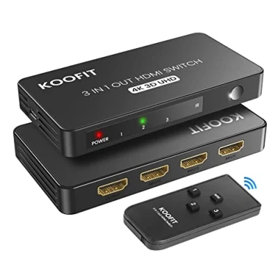 Immagine di Sdoppiatore HDMI 4K, Switch 3 IN 1 Out Splitter con Telecomando, Supporta 4K 3D UHD HDR, Automatico per Xbox PS5/4/3 Blu ray DVD Fire Stick HDTV PC Laptop Chromecast Nintendo