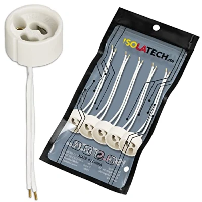 Immagine di ISOLATECH 5pcs GU10 ceramica presa con ghiere LED lampadine a risparmio energetico (max.250V/2A) casa incasso soffitto cucina bagno resistente al calore