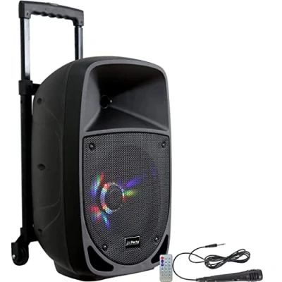 Immagine di Party Light &amp; Sound 15 6100PLS Altoparlante Portatile a Batteria da 300 W con USB, Scheda SD, Bluetooth e Radio, boomer 20 cm / potenza w, Microfono incluso
