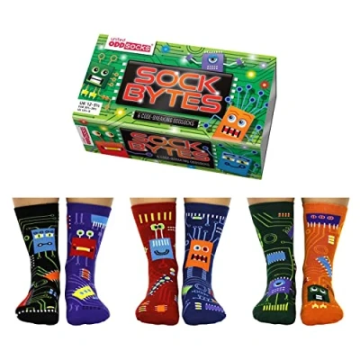 Immagine di United Oddsocks Sock Bytes Confezione da 6 calzini per bambini, Multicolore, 12