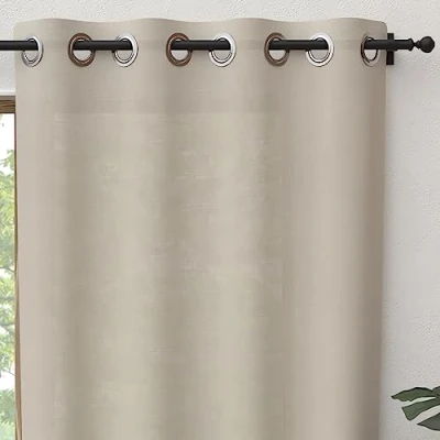 Immagine di Soleil d&#039;ocre Panama Tenda con occhielli, in puro cotone, Ivory (Lino), 140 x 300 cm
