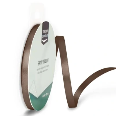 Immagine di Iris Ohyama Ribbon Lyon Wired Nastro di Raso, Marrone (Cioccolato), 6 mm x 10 m, unità