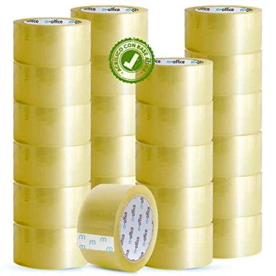Immagine di m office Cinta Adhesiva Transparente, de Embalar para Embalaje Cajas, Envíos, Mudanzas y Manualidades, Precinto Transparente Seguro Resistente (48mmx66m, x24)