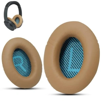 Immagine di Krone Kalpasmos Cuscinetti di ricambio per cuffie Bose, compatibile con Bose QuietComfort 35 ii /QC35/QC25/QC2/QC15/Ae2/Ae2i/Ae2w /SoundTrue &amp; SoundLink, colore: Beige