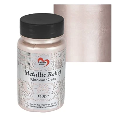 Immagine di Ideen mit Herz Crema per stencil in rilievo metallizzato, pasta strutturale fine, colore stencil, 90 ml, a base d&#039;acqua (tortora)