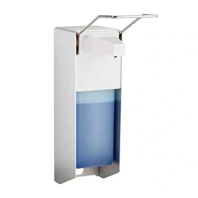 Immagine di Relaxdays 2X Set Dispenser di Sapone a Parete, 1000 ml, Erogatore Disinfettante, Portasapone Muro Manuale con Leva, Argento
