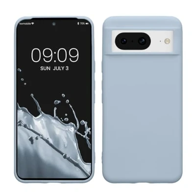 Immagine di kwmobile Custodia Compatibile con Google Pixel 8 Cover Back Case per Smartphone in Silicone TPU Protezione Gommata blu chiaro matt