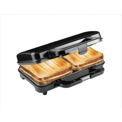 Immagine di Bestron XL sandwich Maker, Tostapane per 2 a forma di conchiglia, ideale americani, con regolazione automatica della temperatura e indicatore prontezza, Colore: Nero