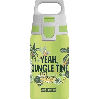Immagine di SIGG Shield One Jungle Borraccia Bambini Riutilizzabile (0.5 L), Acciaio Inossidabile con Chiusura Ermetica, Bottiglia Bimbi Utilizzabile Una Sola Mano