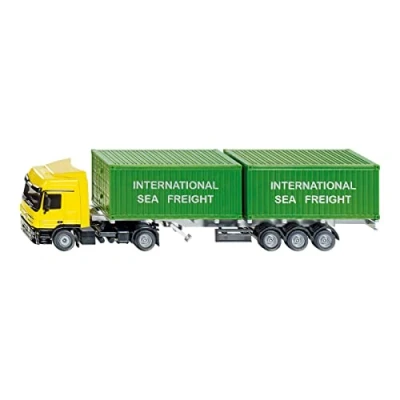 Immagine di siku 3921, Camion Con container, 1:50, Metallo e Plastica, Giallo Verde, 2 Rimorchio a lunghezza regolabile