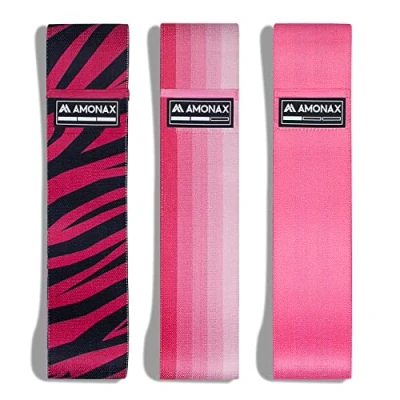 Immagine di Amonax Fasce Elastiche Fitness in Tessuto da Donna, Glute Band Elastici Fitness, Booty per Esercizi Squat, Attrezzi Casa Allenamento Dimagrante, Bande Fianchi e Gambe