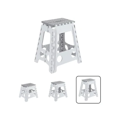 Immagine di ARREGUI TB 045 G Sgabello Pieghevole Multiuso per Adulti o Bambini Scala Scalino cucina, bagno, campeggio 45 cm di altezza Bianco e Grigio