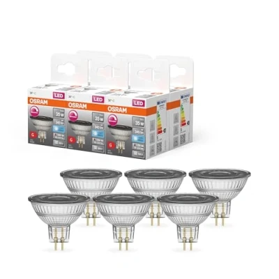 Immagine di OSRAM Lampada a riflettore Superstar, GU5.3 base vetro trasparente ,Bianco freddo (4000K), 345 Lumen, sostituzione delle lampade 35W, dimmerabile, 6 Confezione