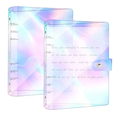 Immagine di Copertina per Raccoglitore A5 2 Pezzi Notebook in PVC Morbido Trasparente con 6 Cartelle Protettive Anelli Rotondi Impermeabili Quaderno Riutilizzabile, Colorata