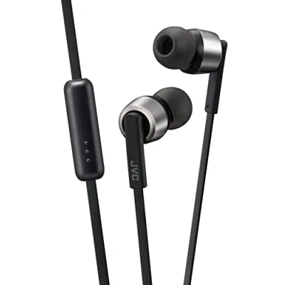 Immagine di JVC HA FX51M B Cuffie intrauricolari cablate con telecomando, microfono e custodia per il trasporto, impermeabili IPX4, funzionamento facile cavo anti groviglio, colore: Nero/Argento