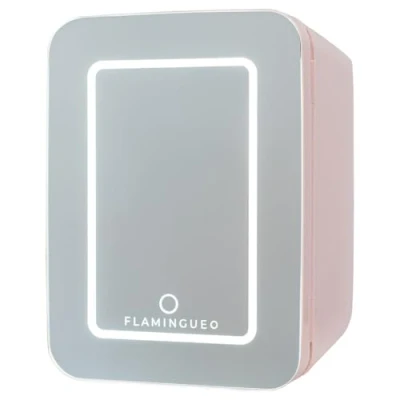 Immagine di Flamingueo Frigorifero Piccolo 10L Mini Frigo Specchio e LED, 12V/220V, da Camera, Ufficio, Raffreddamento Riscaldamento