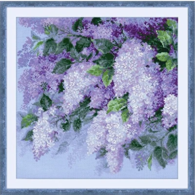 Immagine di RIOLIS 1533 Lilacs After The Rain Cross Stitch Kit, Cotone, Multi Color, 45 X 0, 1 cm