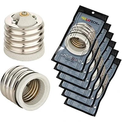 Immagine di ISOLATECH 6 pezzi adattatore da E40 a E27 per lampada convertitore LED lampade risparmio energetico (max. 250V/2A) lampadine cucina bagno soffitto ceramica resistente al calore
