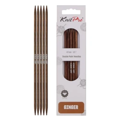Immagine di KnitPro Ginger Double Pointed Needles 12.5cm x 4.5mm Ended Knitting Pins, Set of 5