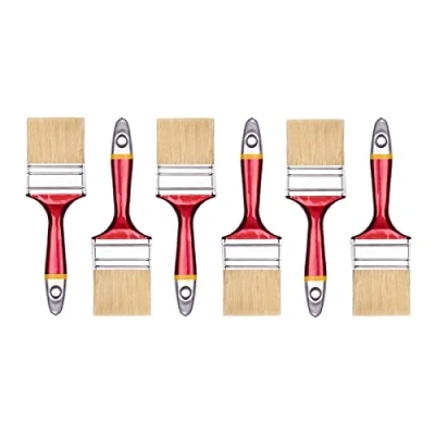 Immagine di HARDY Spazzola piatta serie 42 per dipingere con colori acrilici e vernici Setole sintetiche manico in legno una copertura efficiente uniforme, set di 6 pezzi Larghezza 50 mm