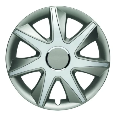 Immagine di Albrecht Copricerchi 14 pollici grigio/argento neri per cerchioni in acciaio Borchie Run plastica di alta qualità con rivestimento a strati Made EU